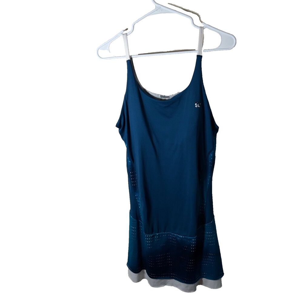Wilson Tennis Dress Women's Medium Blue Layered Round Neck Sleeveless Mini